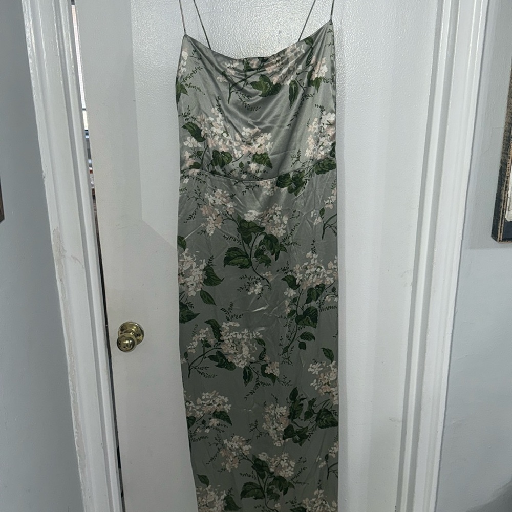 Reformation Frankie Silk Dress -Tea Garden